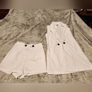 White shorts & long vest